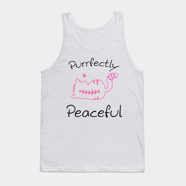 Purrfectly Peaceful Cat Lover Gift Idea Tank Top by Salt88